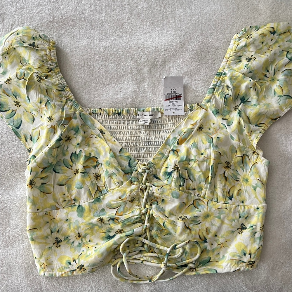 American Eagle Outfitters Yellow Floral Blouse